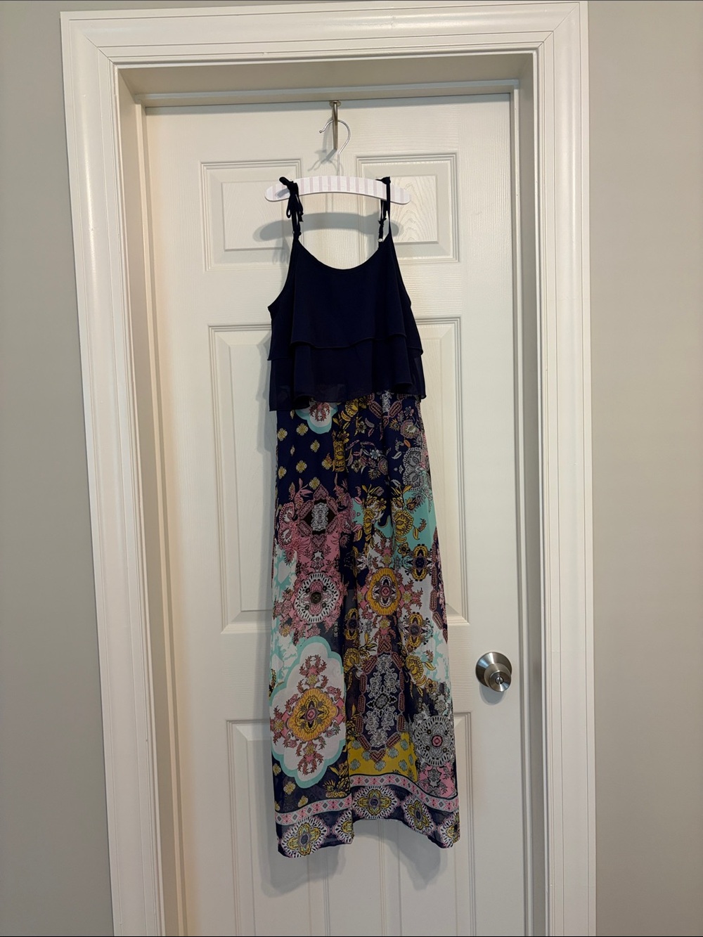 Truly me Navy Multi-Maxi dress with adjustable shoulder straps - Size 8